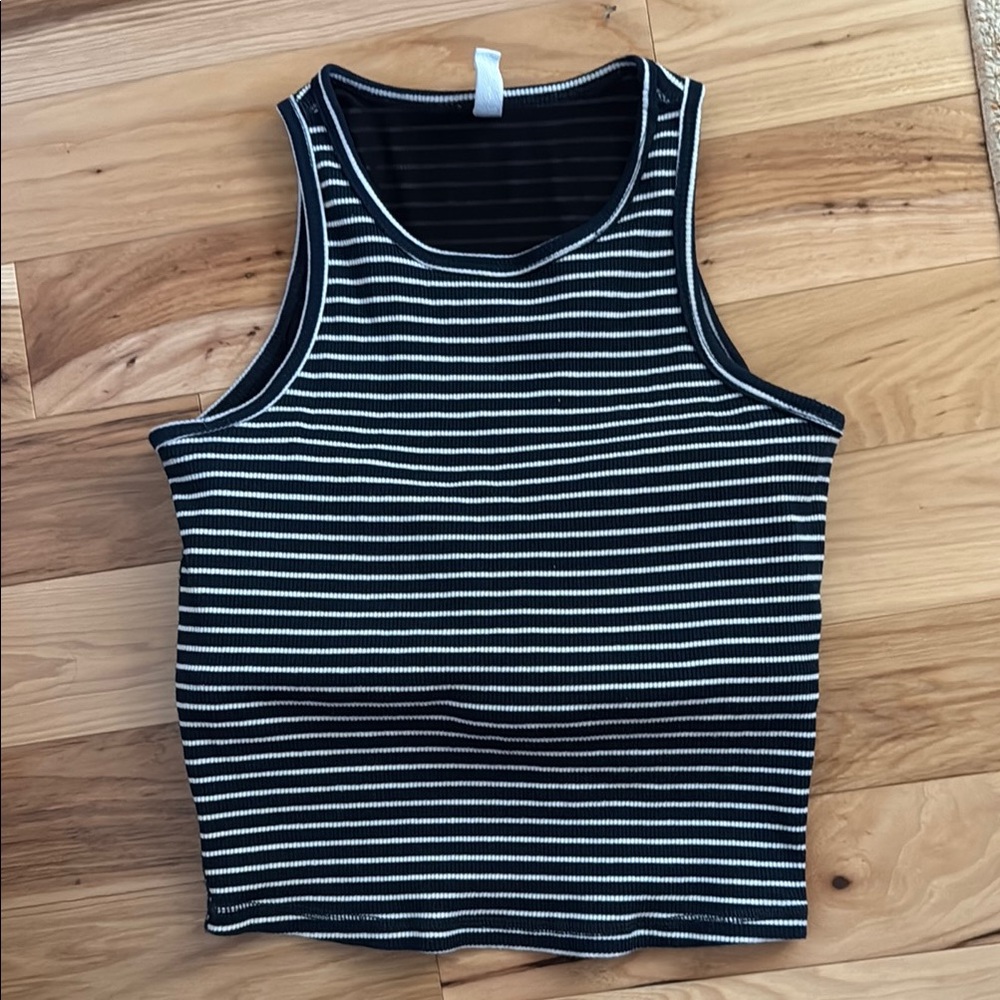 Striped Blue and White Women's Cropped Tank Top